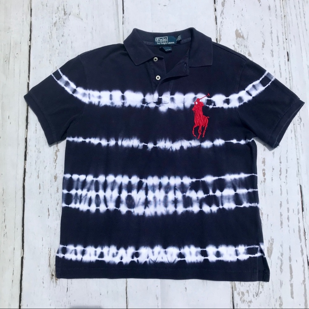 Ralph Lauren Cropped Polo Shirt Tie Dye Blue
